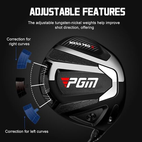 PGM 45.5" Golf Club Driver for Men Right Handed with Adjustable Loft and Tungsten Weighting, R&A and USGA Certified Driver Golf with Headcover in Saudi Arabia