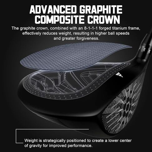 PGM 45.5" Golf Club Driver for Men Right Handed with Adjustable Loft and Tungsten Weighting, R&A and USGA Certified Driver Golf with Headcover in Saudi Arabia