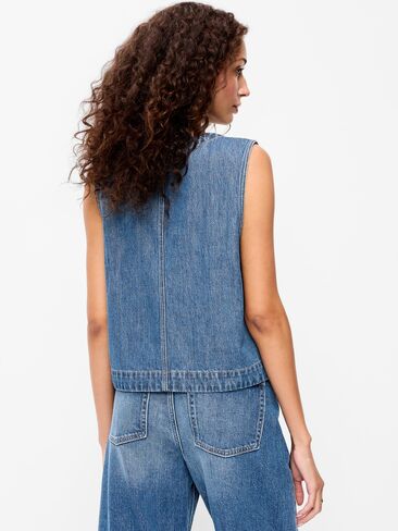 Old Navy Zip-Front Denim Utility Vest - Denim in Saudi Arabia
