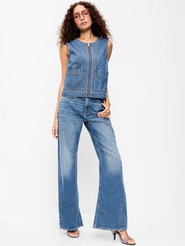 Old Navy Zip-Front Denim Utility Vest - Denim in Saudi Arabia