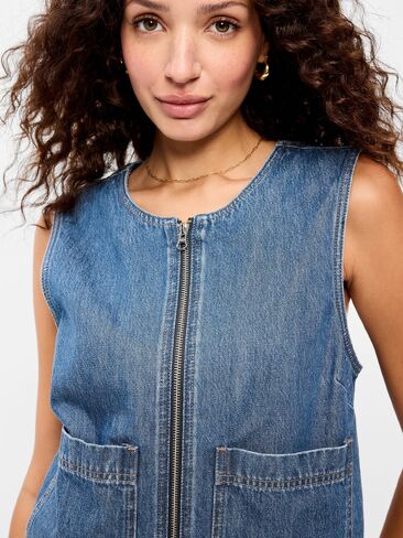 Old Navy Zip-Front Denim Utility Vest - Denim in Saudi Arabia