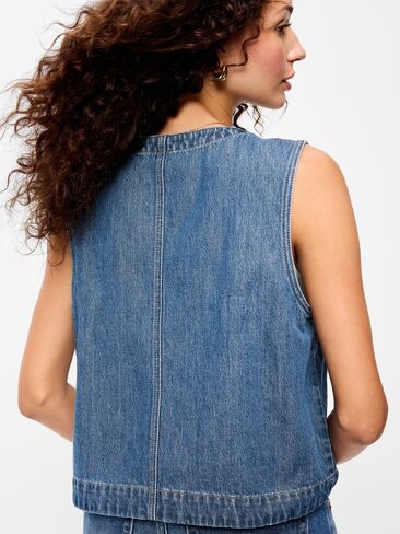 Old Navy Zip-Front Denim Utility Vest - Denim in Saudi Arabia