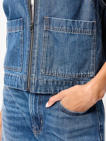 Old Navy Zip-Front Denim Utility Vest - Denim in Saudi Arabia