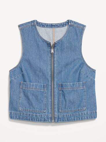 Old Navy Zip-Front Denim Utility Vest - Denim in Saudi Arabia