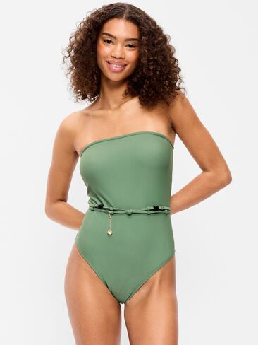 Old Navy Strapless Belted One-Piece Swimsuit - Green Fern in Saudi Arabia