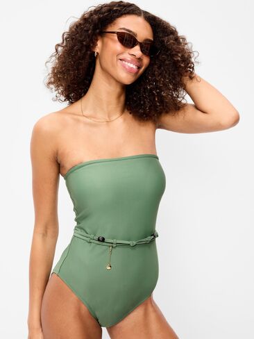 Old Navy Strapless Belted One-Piece Swimsuit - Green Fern in Saudi Arabia