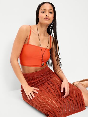 بلوزة السباحة ذات الرباط الخلفي من Old Navy - برتقالية مزخرفة in Saudi Arabia