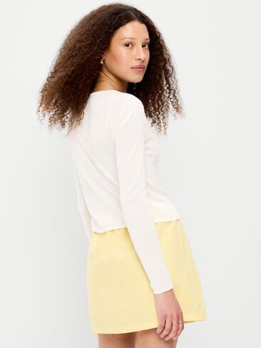 Old Navy Merino Wool-Blend Sheer Cropped V-Neck Cardigan - White Lilies in Saudi Arabia