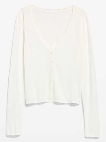 Old Navy Merino Wool-Blend Sheer Cropped V-Neck Cardigan - White Lilies in Saudi Arabia