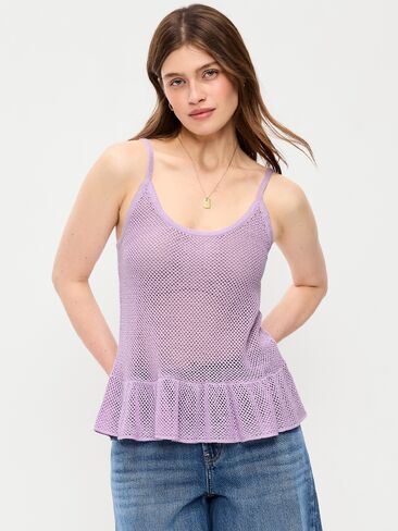 Old Navy Metallic Peplum Tank Top - Fresh Lilac in Saudi Arabia