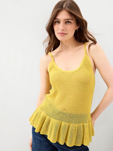 Old Navy Metallic Peplum Tank Top - Golden Glow in Saudi Arabia