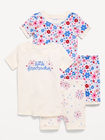 Old Navy Printed Snug-Fit Pajama 4-Piece for Toddler & Baby - Cream in Saudi Arabia