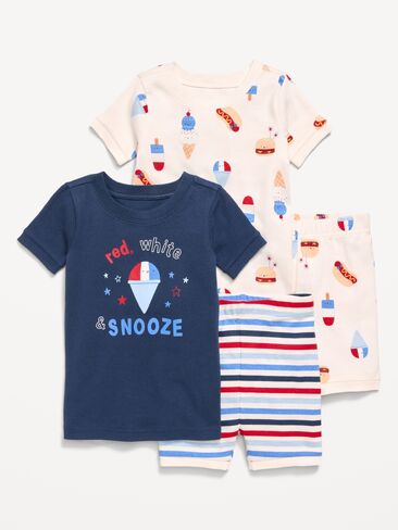 بيجامة مطبوعة بطباعة Old Navy مكونة من 4 قطع للأطفال الصغار والرضع - أزرق داكن in Saudi Arabia