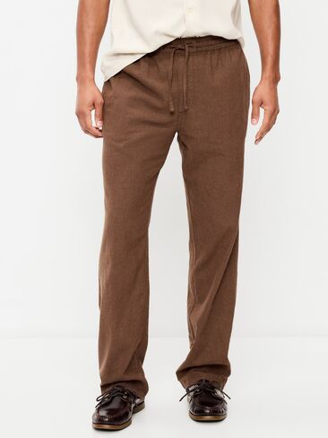 Old Navy 90's Straight-Fit Linen-Blend Pants - Dark Walnut in Saudi Arabia