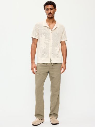Old Navy 90's Straight-Fit Linen-Blend Pants - Birch Leaf in Saudi Arabia