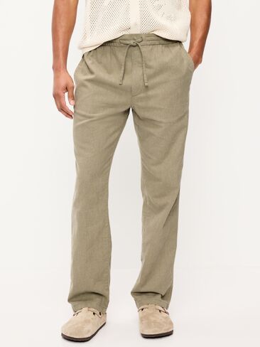 Old Navy 90's Straight-Fit Linen-Blend Pants - Birch Leaf in Saudi Arabia