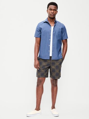 Old Navy Linen-Blend Jogger Shorts -- 7-inch inseam - Black Squares in Saudi Arabia