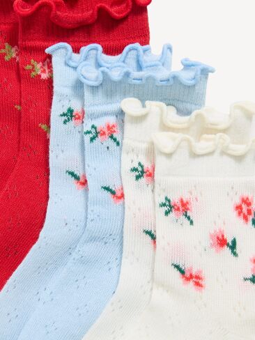 Old Navy Ruffled Pointelle-Knit Crew Sock 3-Pack for Toddler & Baby - Multifloral in Saudi Arabia