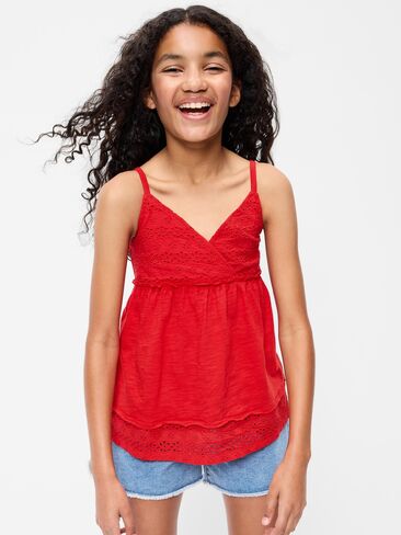 Old Navy Sleeveless Eyelet Top for Girls - Red Buttons in Saudi Arabia