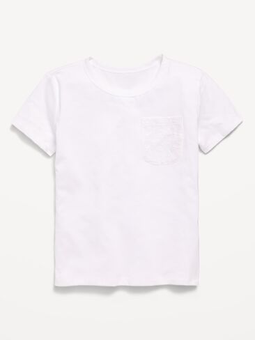 Old Navy Softest Short-Sleeve Pocket T-Shirt for Girls - White Lilies in Saudi Arabia