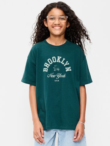 Old Navy Oversized Graphic Tunic T-Shirt for Girls - Jet Stream in Saudi Arabia
