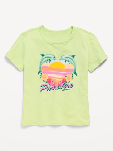 Old Navy Short-Sleeve Graphic T-Shirt for Girls - Pale Citron in Saudi Arabia
