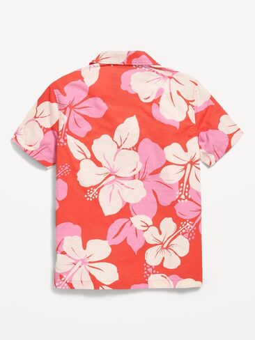 Old Navy Printed Short-Sleeve Poplin Shirt for Boys - Hibiscus Red in Saudi Arabia