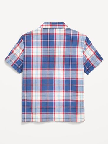 قميص بوبلين منقوش بأكمام قصيرة للاولاد من Old Navy - كحلي منقوش in Kuwait