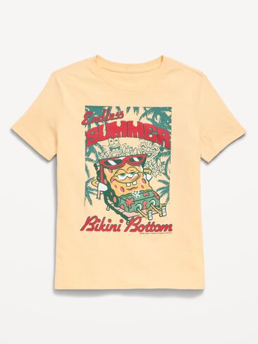Old Navy SpongeBob SquarePants™ Gender-Neutral Graphic T-Shirt for Kids - Cool Almond in Saudi Arabia
