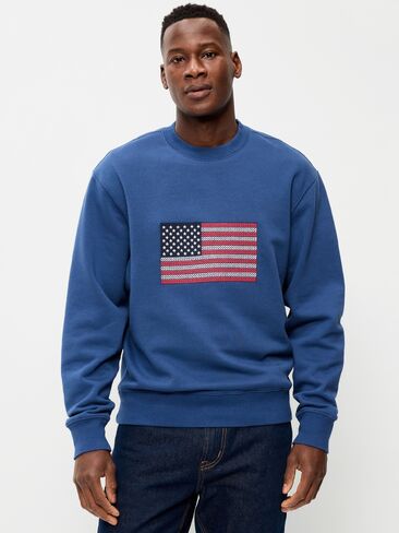 Old Navy Loose Graphic Crew-Neck Sweatshirt - Pacific Blue in Saudi Arabia