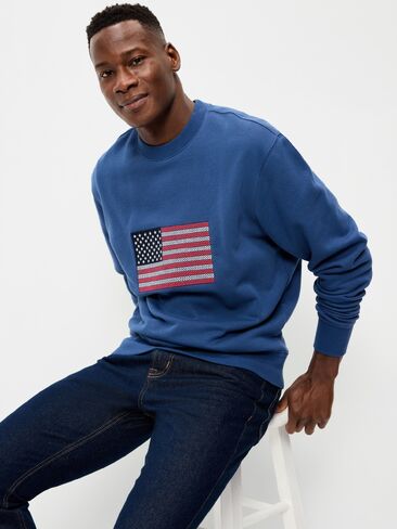 Old Navy Loose Graphic Crew-Neck Sweatshirt - Pacific Blue in Saudi Arabia