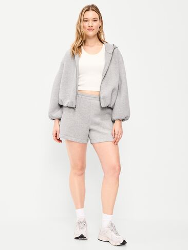 Old Navy High-Waisted Bounce Fleece Shorts -- 5-inch inseam - Heather Gray in Saudi Arabia