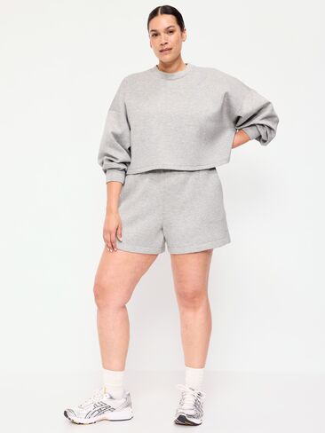 Old Navy High-Waisted Bounce Fleece Shorts -- 5-inch inseam - Heather Gray in Saudi Arabia