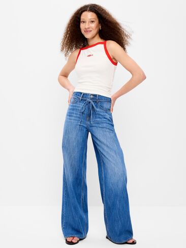بنطال جينز Old Navy ذو خصر عالي وواسع - سلستين in Saudi Arabia