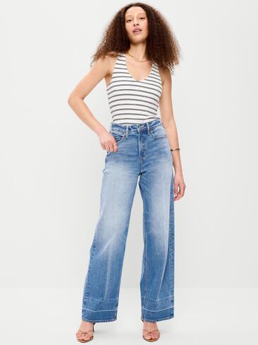 Old Navy Extra High-Waisted Wide-Leg Jeans - Medium Wash in Saudi Arabia