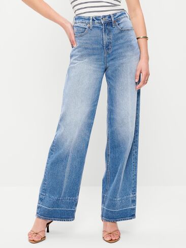 Old Navy Extra High-Waisted Wide-Leg Jeans - Medium Wash in Saudi Arabia