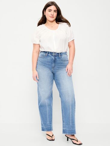 Old Navy Extra High-Waisted Wide-Leg Jeans - Medium Wash in Saudi Arabia