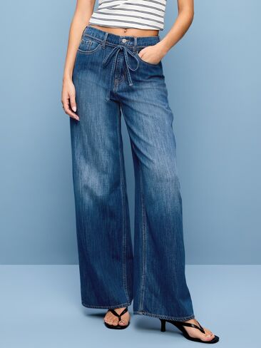 بنطال جينز Old Navy ذو خصر عالي وواسع - شروق الشمس in Saudi Arabia
