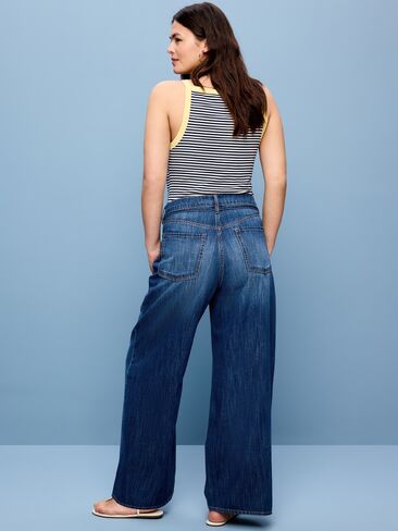 بنطال جينز Old Navy ذو خصر عالي وواسع - شروق الشمس in Saudi Arabia