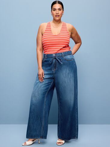 بنطال جينز Old Navy ذو خصر عالي وواسع - شروق الشمس in Saudi Arabia