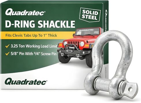 Quadratec 5/8" D-Ring Shackle - Yellow Powder Coat Finish - 5/8" D-Rings with 3/4" Diameter Screw Pins - 3-1/4 Ton Working Load Limit - Fits Clevis Tabs Up to 1" Thick - Heavy Duty Steel in Saudi Arabia