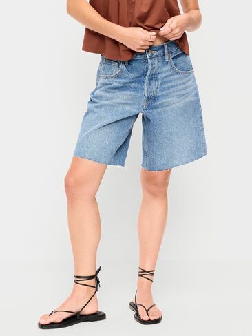 Old Navy Mid-Rise Baggy Jean Cut-Off Shorts -- 9-inch inseam - Vivien in Saudi Arabia