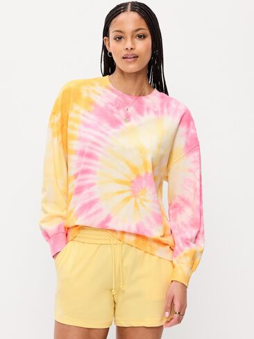 Old Navy Oversized Crew-Neck Sweatshirt - ELECTRIC PEONY in Saudi Arabia