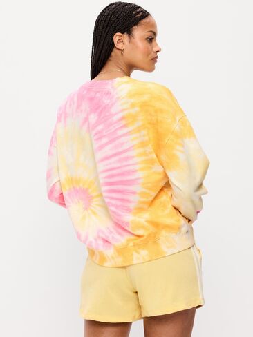 Old Navy Oversized Crew-Neck Sweatshirt - ELECTRIC PEONY in Saudi Arabia