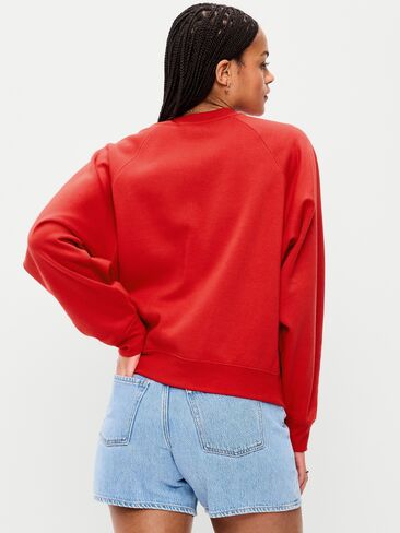 Old Navy Oversized Raglan Graphic Sweatshirt - Red Buttons in Saudi Arabia