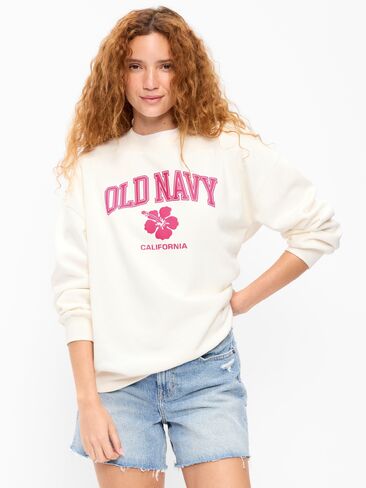 Old Navy Oversized Graphic Sweatshirt - Sea Salt in Saudi Arabia