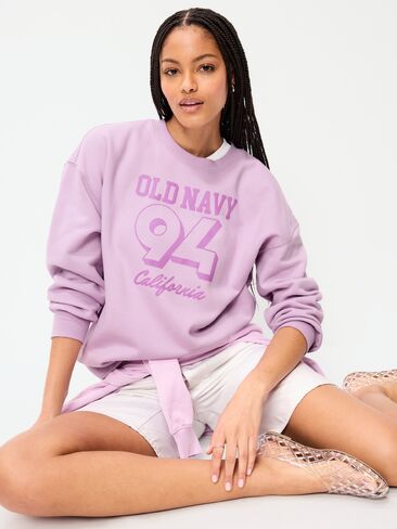 Old Navy Oversized Graphic Sweatshirt - WILD ASTER in Saudi Arabia