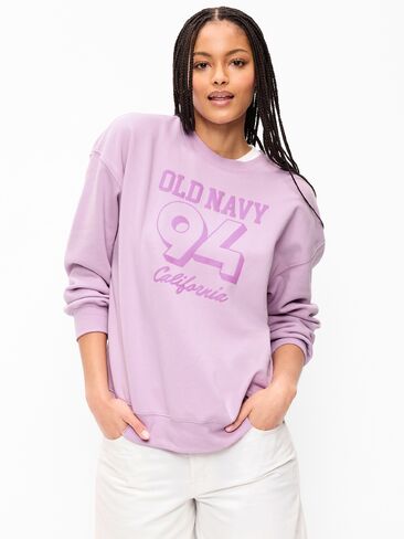 Old Navy Oversized Graphic Sweatshirt - WILD ASTER in Saudi Arabia