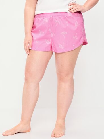 Old Navy Classic Poplin Boxer Pajama Shorts - Pink Key in Saudi Arabia