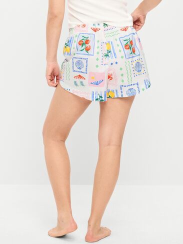 Old Navy Classic Poplin Boxer Pajama Shorts - Multi Blue Patchwork in Saudi Arabia